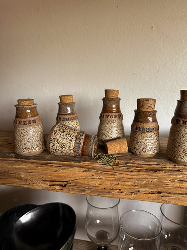 Stoneware Spice Jars, set of 6