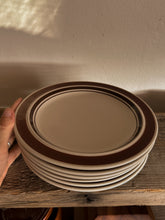 Load image into Gallery viewer, "Sabina" Brown Striped Rim Salad/Dessert Plates, set of 6