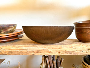 Textured Brown Glass Serving Bowl