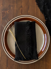 Load image into Gallery viewer, Black Fringed Napkins, set of 6