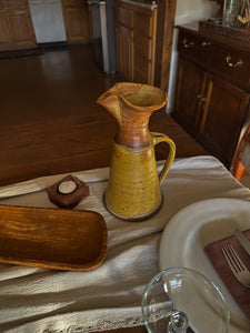 Rusty Yellow Hand Turned Pottery Pitcher