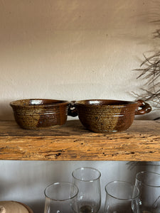 Turned Pottery Bowls, pairs