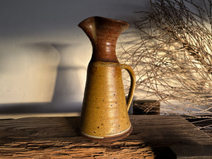 Rusty Yellow Hand Turned Pottery Pitcher