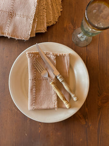 Light Brown Fringed Napkins, set of 8