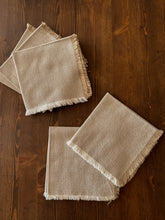 Load image into Gallery viewer, Beige Fringed Cocktail Napkins, set of 5