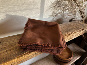 Chocolate Brown Fringed Napkins, set of 8