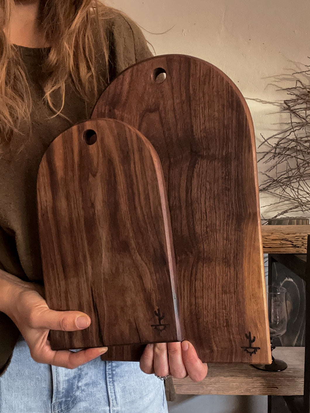 Arched Walnut Boards, pair