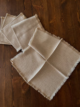 Load image into Gallery viewer, Beige Fringed Cocktail Napkins, set of 5