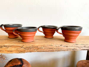Terra Cotta & Grey Mugs, set of 4