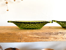 Load image into Gallery viewer, Green Cut Glass Serving Dishes, pair