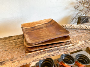 Rugged Worn Wooden Appetizer Plates, set of 4
