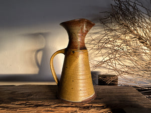 Rusty Yellow Hand Turned Pottery Pitcher