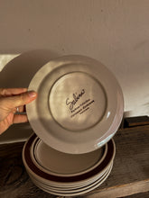 Load image into Gallery viewer, "Sabina" Brown Striped Rim Salad/Dessert Plates, set of 6