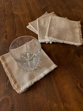 Load image into Gallery viewer, Beige Fringed Cocktail Napkins, set of 5