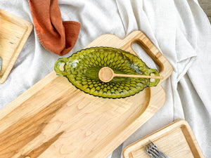 Green Cut Glass Serving Dishes, pair