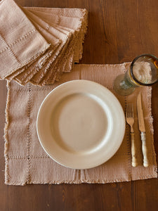 Light Brown Fringed Napkins, set of 8