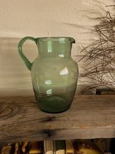 Load image into Gallery viewer, Green Hand Blown Glass Pitcher