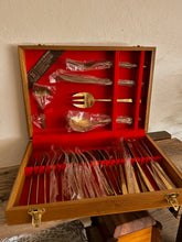 Load image into Gallery viewer, 70s Boon Jewelry Polished Brass Flatware, Set of 29 (8 settings)