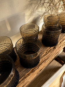 Brown Textured Rocks Glasses, set of 8