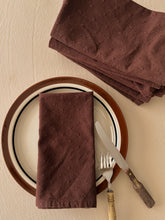 Load image into Gallery viewer, Textured Swiss Dot Chocolate Brown Napkins, set of 10