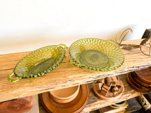 Load image into Gallery viewer, Green Cut Glass Serving Dishes, pair