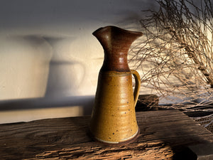 Rusty Yellow Hand Turned Pottery Pitcher