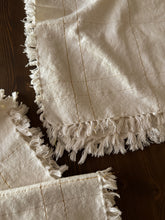 Load image into Gallery viewer, Cream Fringed Napkins with Gold, set of 7