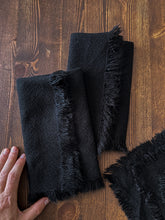Load image into Gallery viewer, Black Fringed Napkins, set of 6