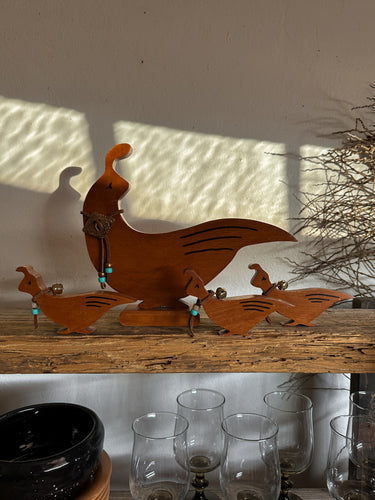 Wooden Quail Family