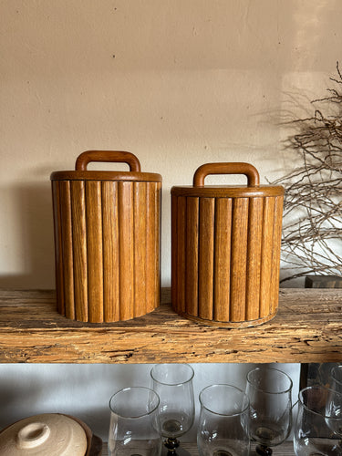 Oak Dry Storage Containers, pair