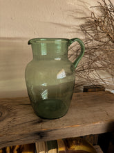 Load image into Gallery viewer, Green Hand Blown Glass Pitcher
