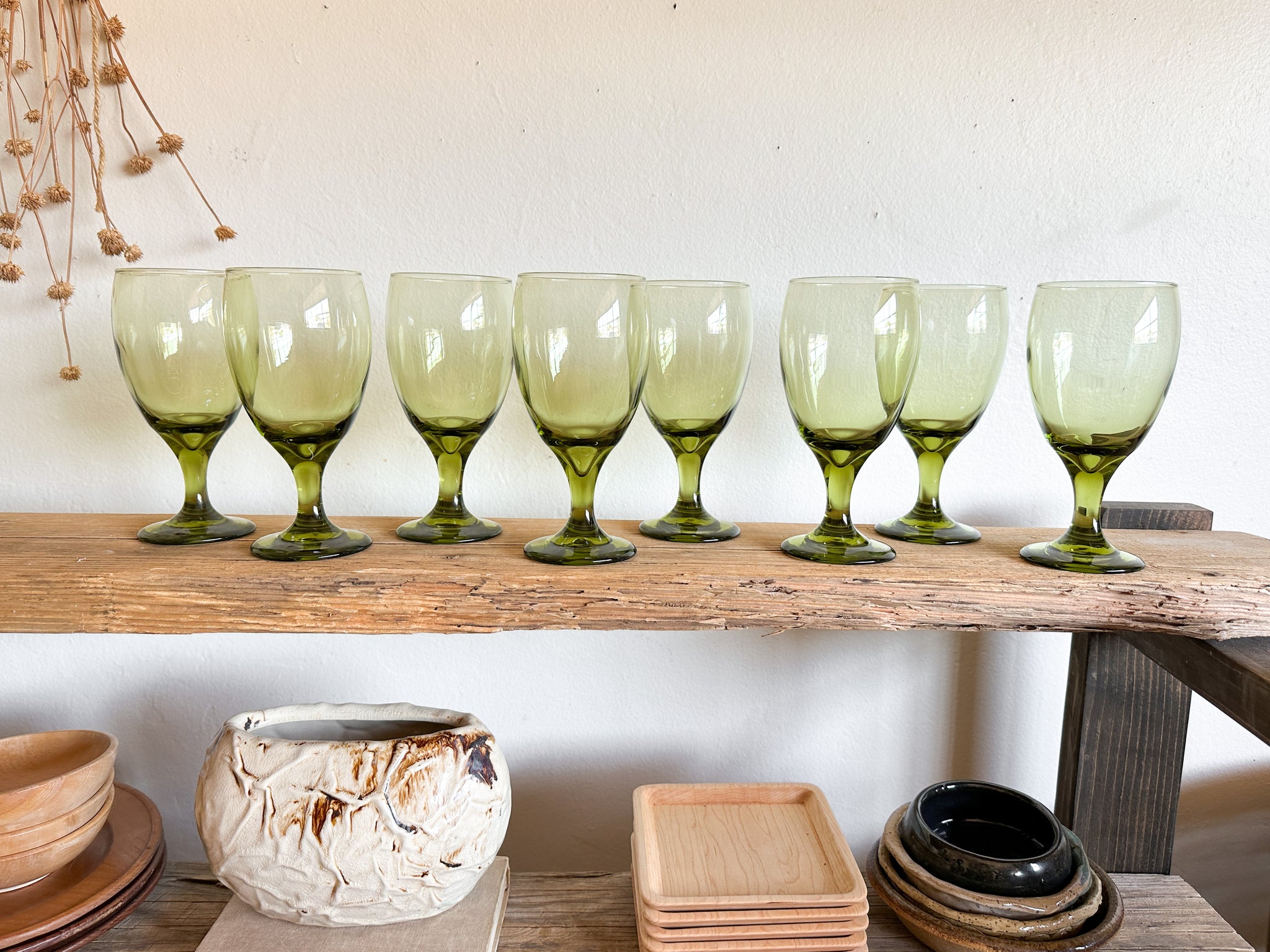 Green Libby Glasses, set of 8 – La Vida. Taprut