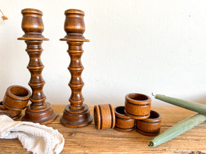 Wooden Candle Holders / Napkin Ring Combo, pair