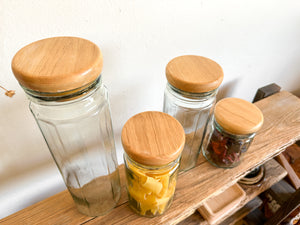 Glass & Wood Dry Storage, set of 4
