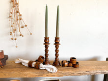 Load image into Gallery viewer, Wooden Candle Holders / Napkin Ring Combo, pair