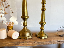 Load image into Gallery viewer, Tall Statement Brass Candle Holders, pair