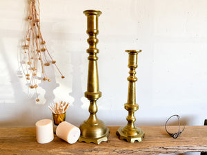 Tall Statement Brass Candle Holders, pair