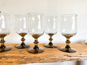 Tulip Brown Libby Glassware, set of 6