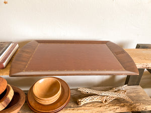 Faux Wood & Leather Tray