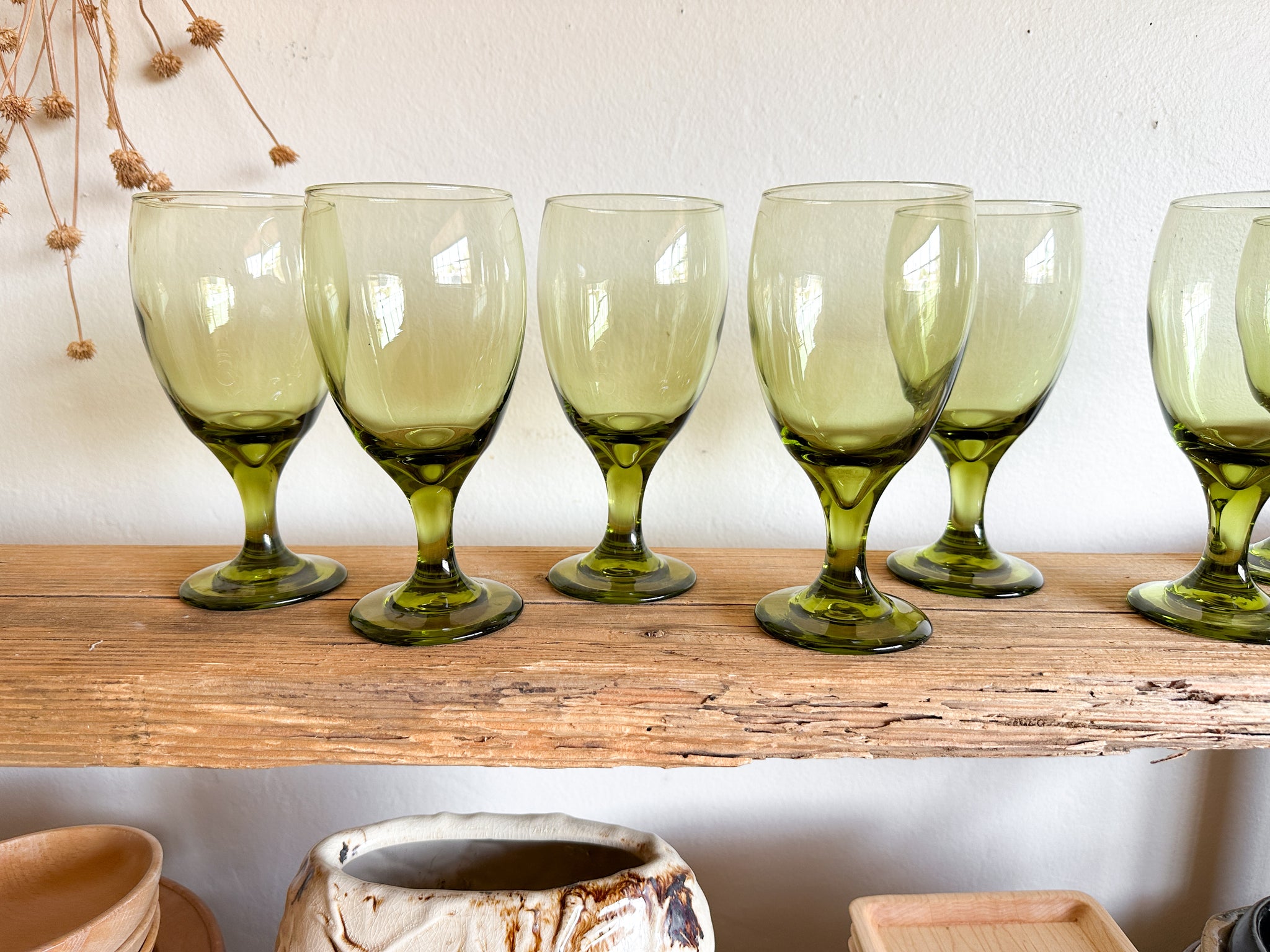 Green Libby Glasses, set of 8 – La Vida. Taprut