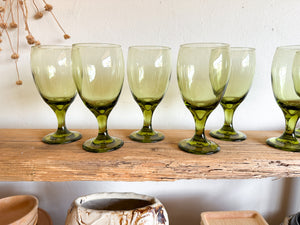 Green Libby Glasses, set of 8