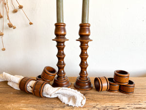 Wooden Candle Holders / Napkin Ring Combo, pair