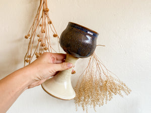 Textured Blue and Beige Goblet