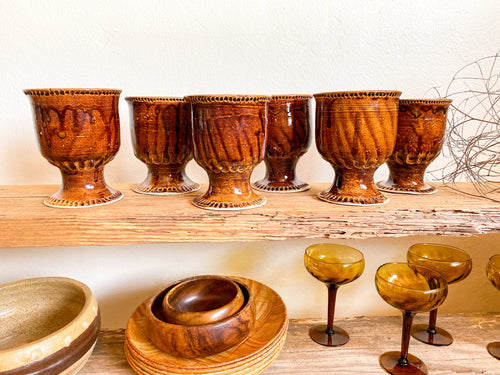 Studio Pottery Brown Goblets, set of 6