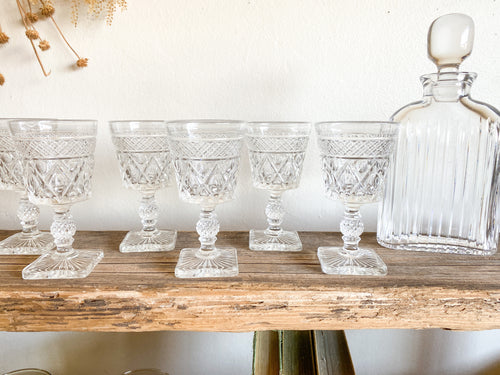 Intricate Cut Glass Goblets set of 8