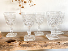 Load image into Gallery viewer, Intricate Cut Glass Goblets set of 8