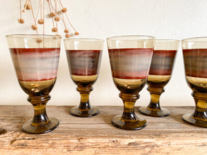 Brown Glass Goblets , set of 6
