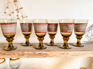 Brown Glass Goblets , set of 6