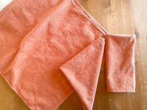 Washed Orange Cotton Napkins, set of 6