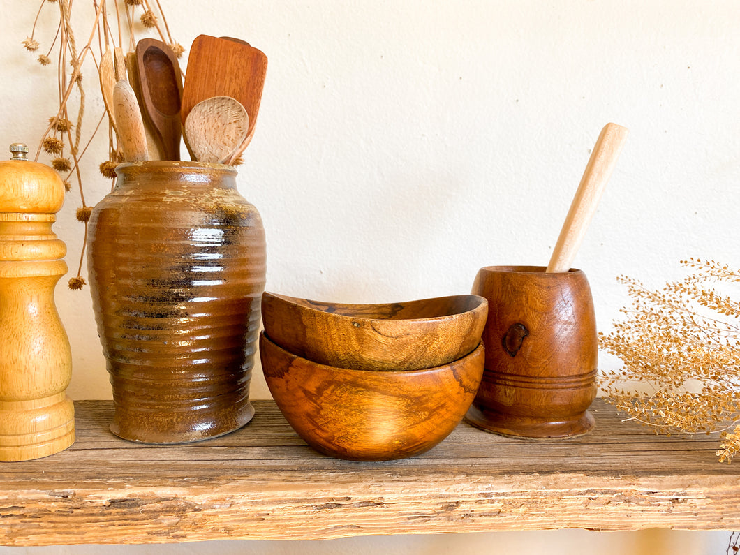 Oblong Wooden Bowl, pair